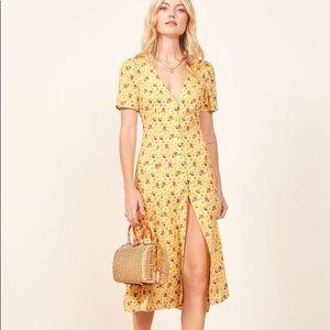 Reformation Locklin Yellow Floral Dress